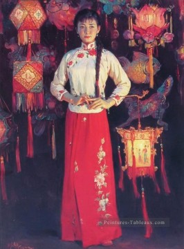 fille sous bambou chinois Tableau Peinture - Guan ZEJU 30 chinois
